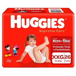 Fralda Huggies Supreme Care Xtra Flex XXG com 26 Unidades