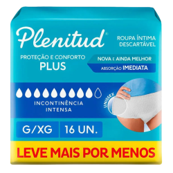 Roupa Intima Plenitud Protect Plus G/XG com 16 Unidades Fralda Geriatrica