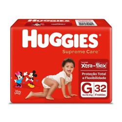 Fralda Huggies Supreme Care Xtra Flex G com 32 Unidades