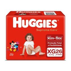 Fralda Huggies Supreme Care Xtra Flex XG com 26 Unidades