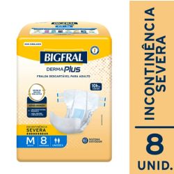 Fralda Geriatrica Bigfral Derma Plus M com 8 Unidades