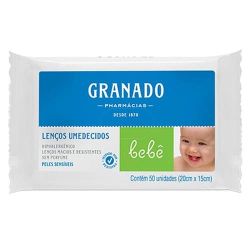 Lenco Umedecido Granado Bebe Pele Sensível com 50 Unidadees