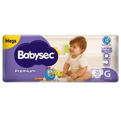 Fralda Babysec Premium Mega G com 26 Unidades