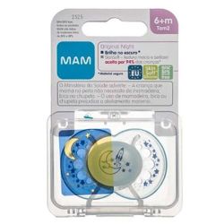 Chupeta MAM CH22311 Original Night Lua Azul Bico de Silicone Skinsoft + 6 Meses